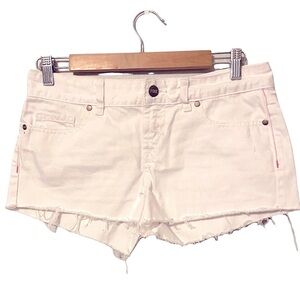 PINK Victoria’s Secret White Distressed Raw Hem Denim Jean Shorts Size 2